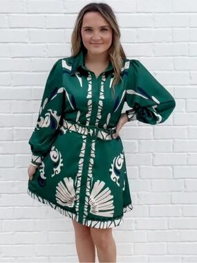 CIEBON Billy Long Sleeve Satin
Shirtdress  NWT